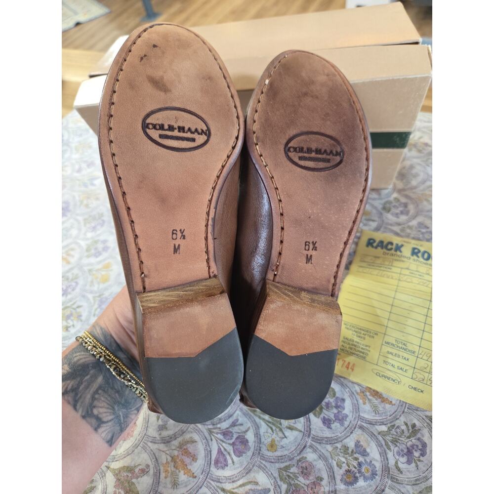 1980s Cole Haan Brown Tassel Loafers Womens In Box Size 6.5 Has Orig Receipt - Picture 14 of 15